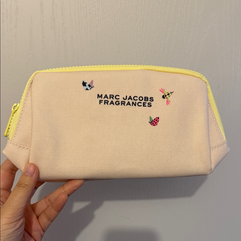 Marc Jacobs Cream Pouch with Yellow Zipper